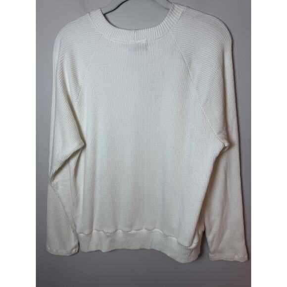 MONROW Ivory Ribbed Crewneck Sweater Pull Over Women's Sz Large NWT - Picture 6 of 10